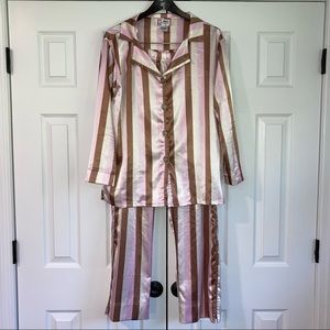 Brigi USA Neapolitan Stripe Ice Cream Swirl Pajama Set Small Button Up & Pants